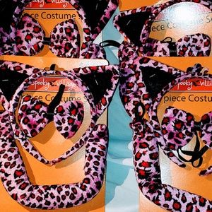 4 Complete Sets Pink Leopard Halloween Costume